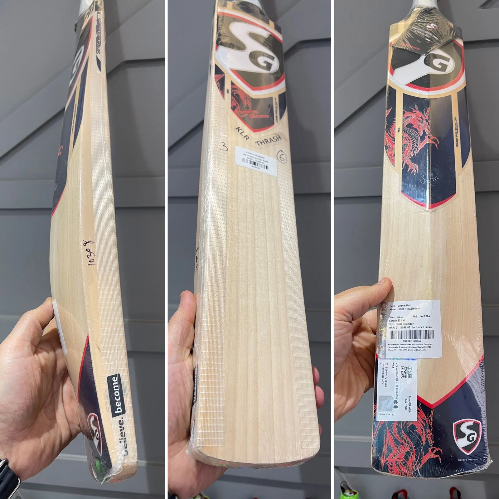 SG KLR Thrash Cricket Bat Size 6