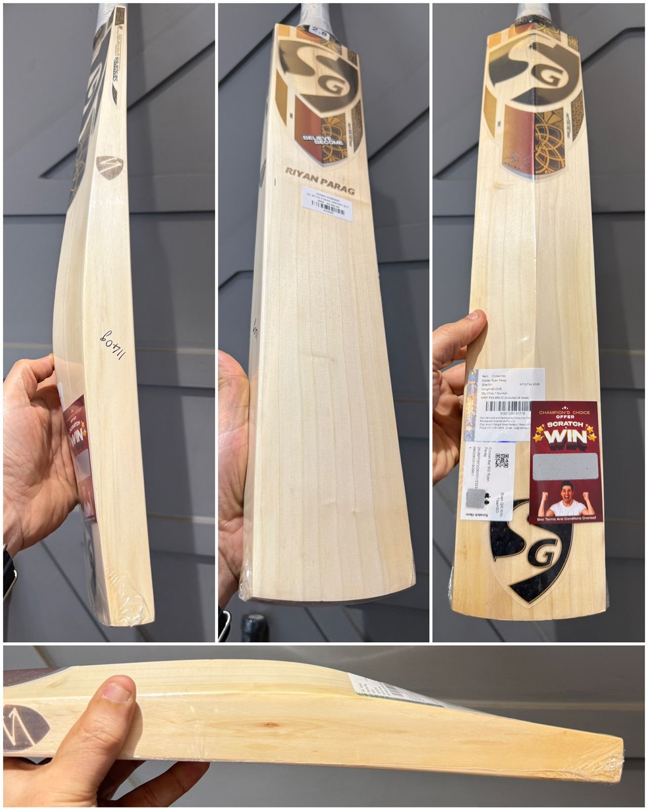 SG Riyan Parag Players Cricket Bat