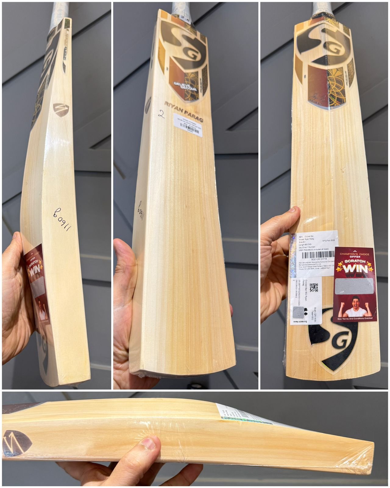 SG Riyan Parag Players Cricket Bat