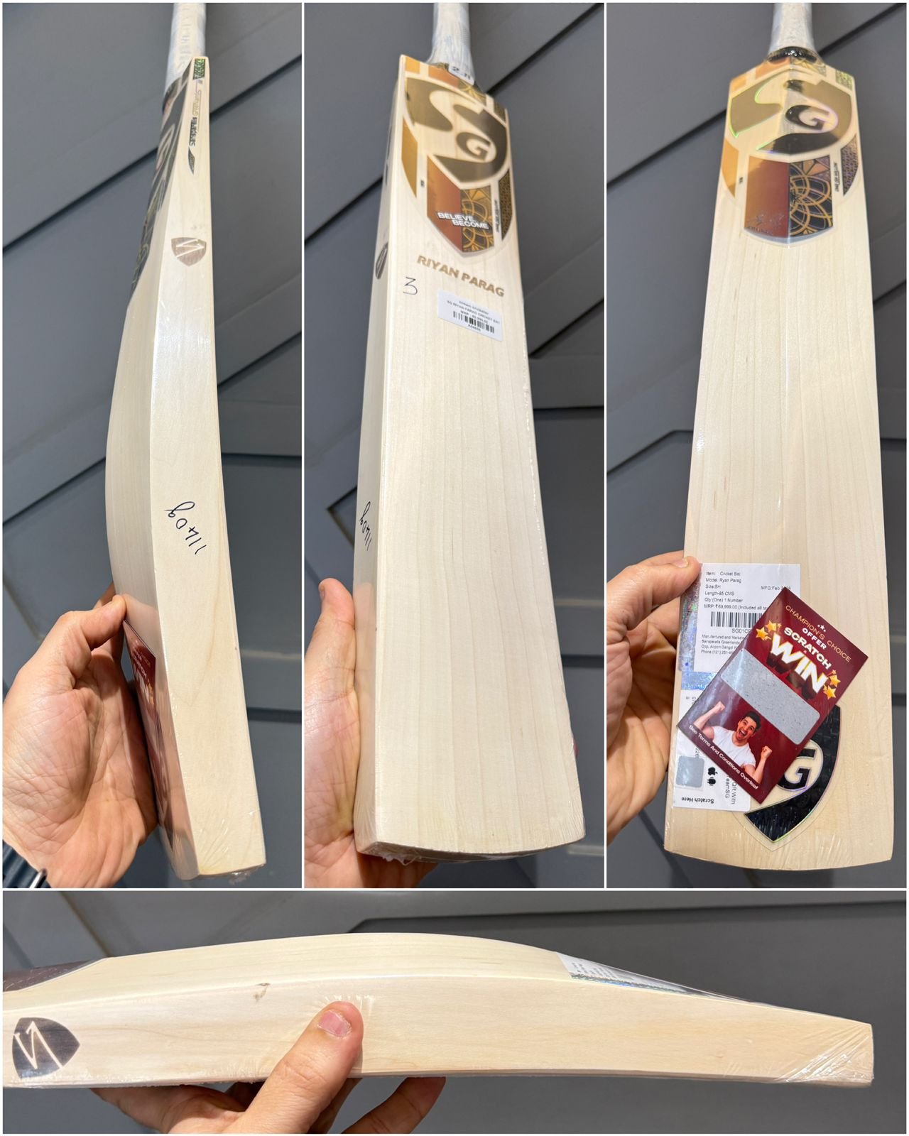 SG Riyan Parag Players Cricket Bat