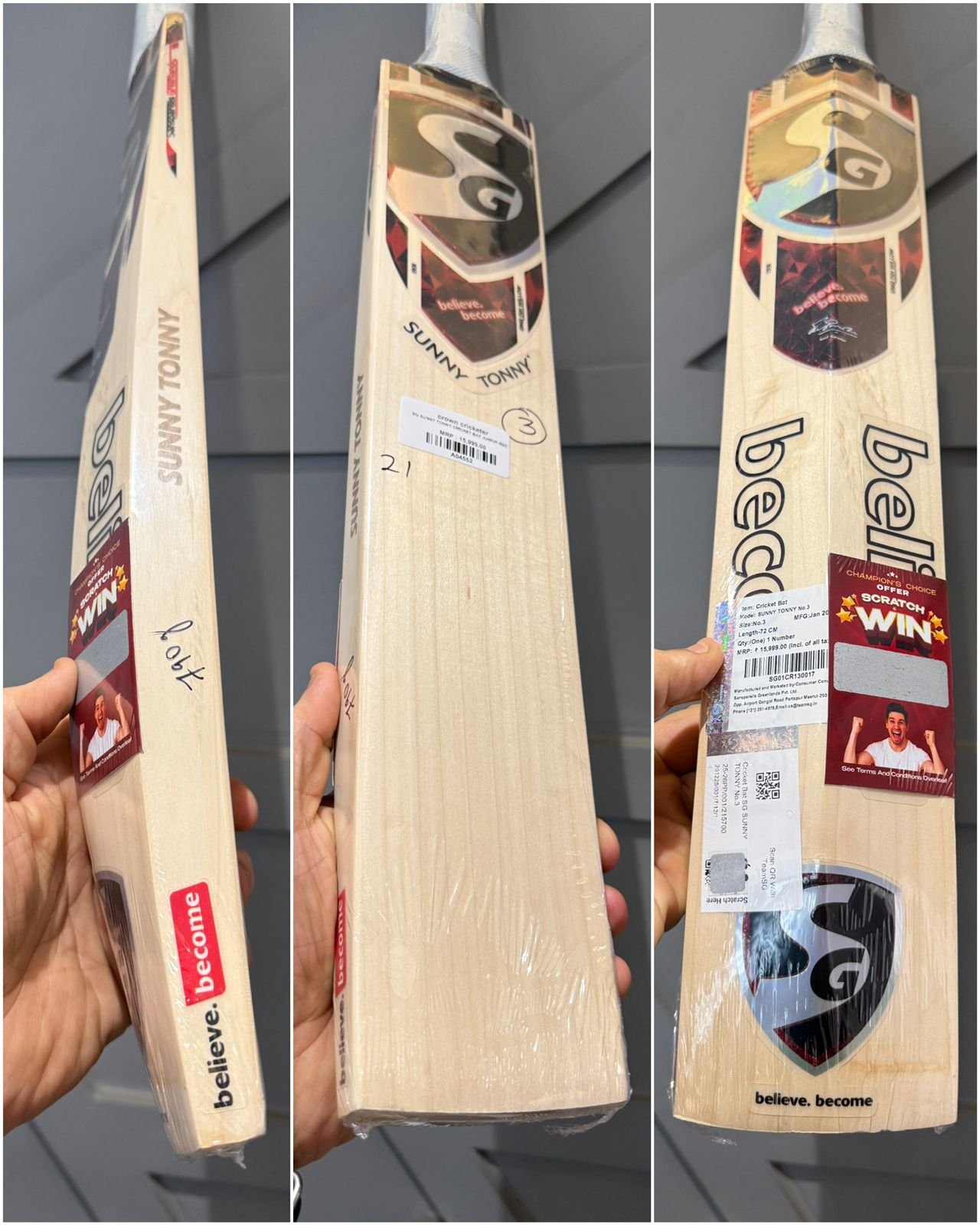 SG Sunny TONNY Cricket Bat Size 3