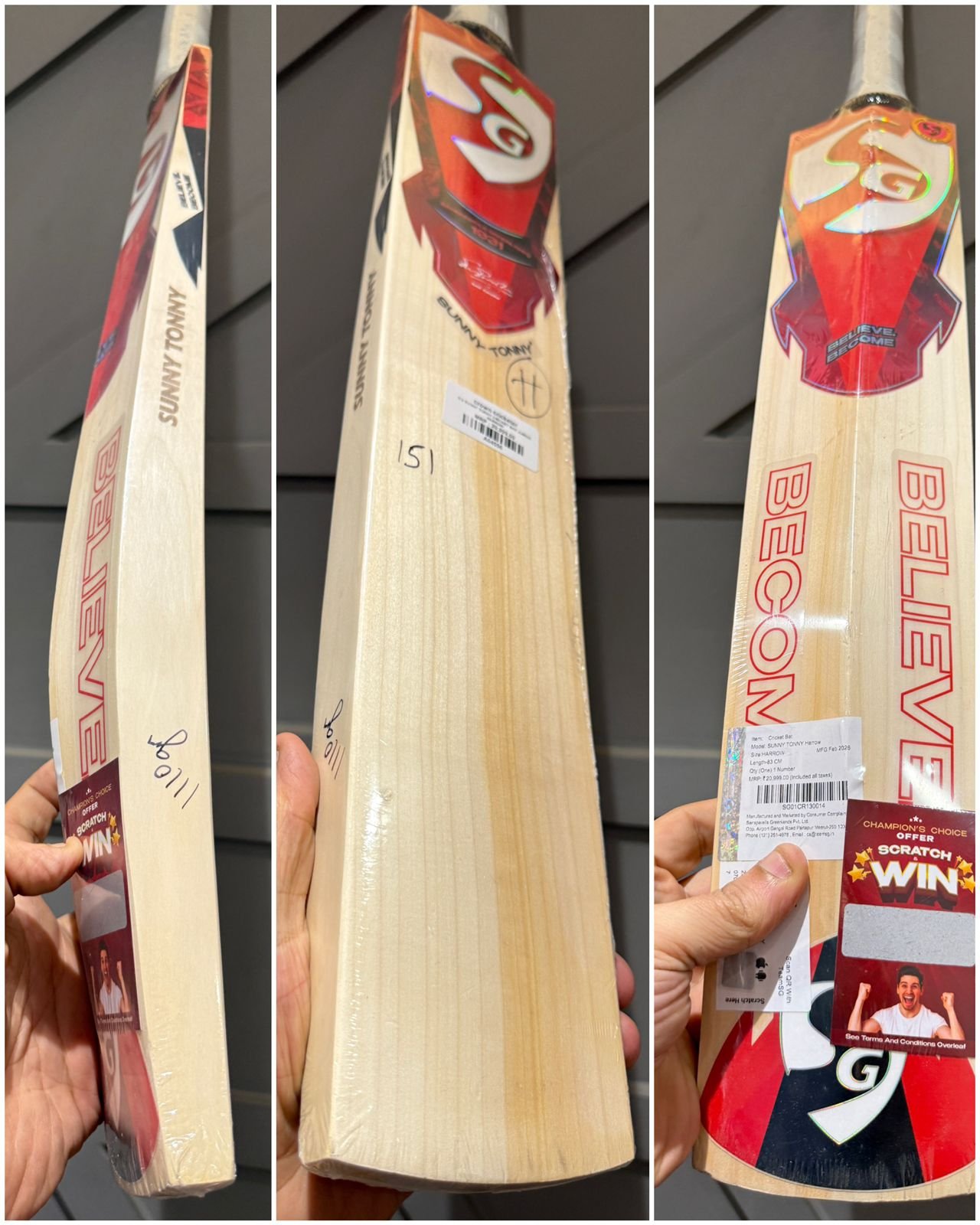 SG SUNNY TONNY CRICKET BAT JUNIOR HARROW