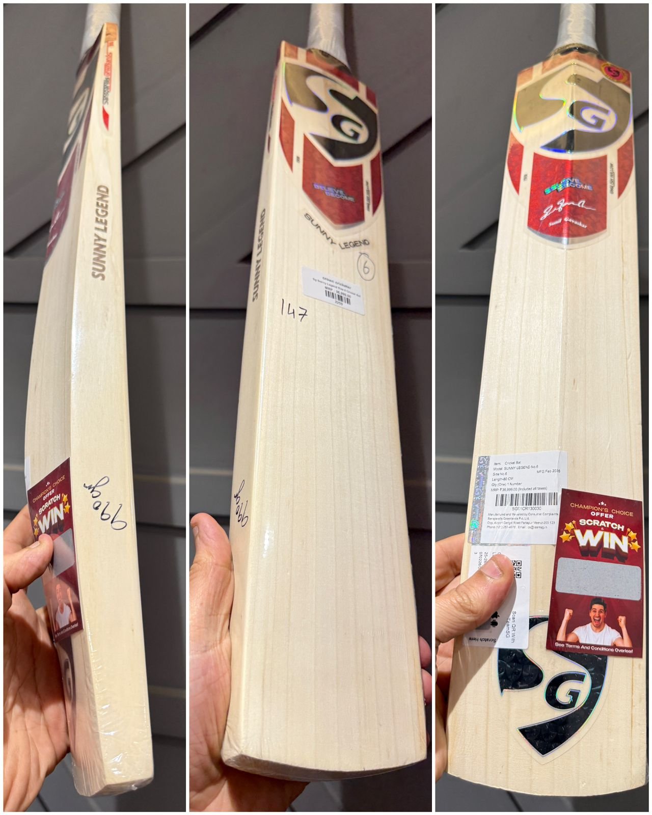 Sg Sunny Legend Size 6 Cricket Bat