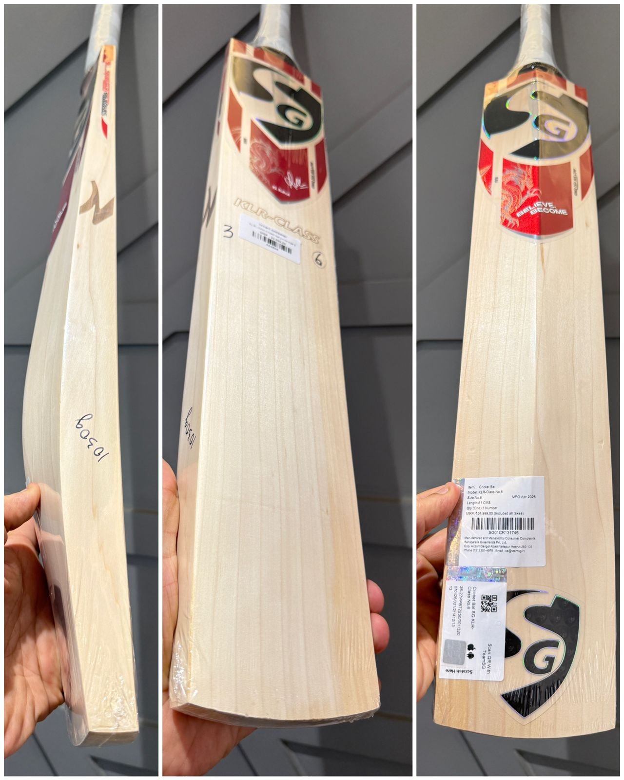SG KLR Class Cricket Bat size 6