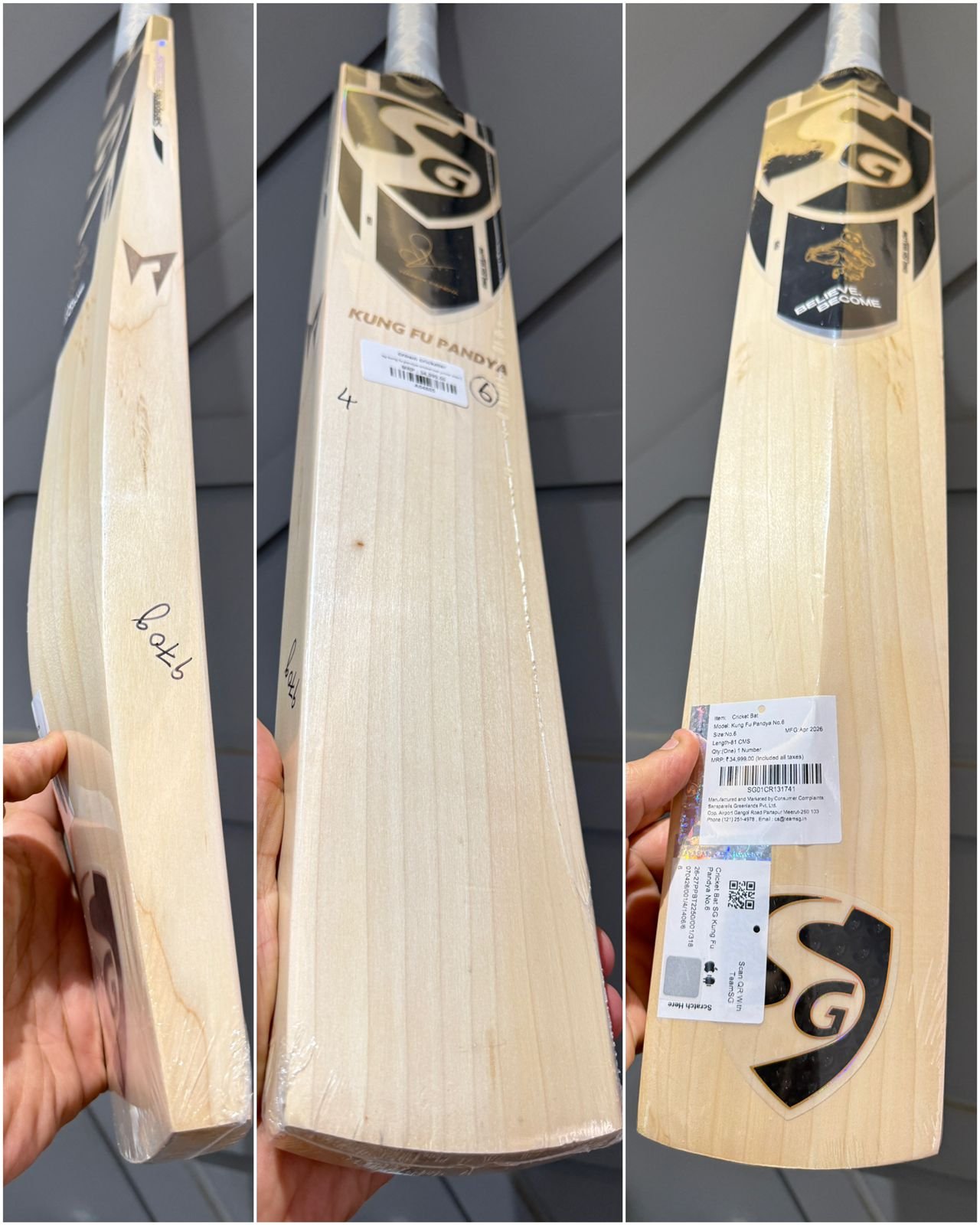 SG Kung FU Pandya Cricket Bat size 6