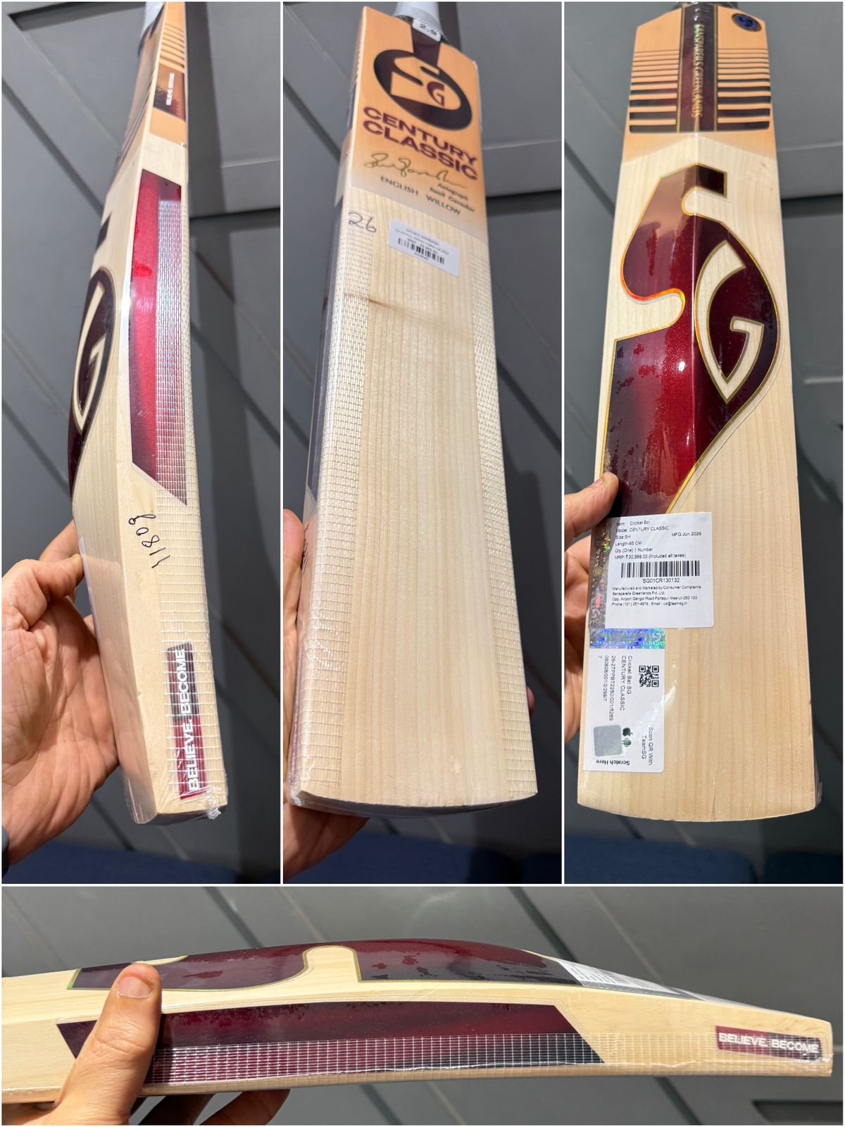 SG century classic cricket bat