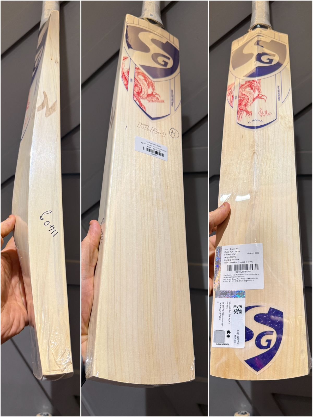 SG  klr1 cricket bat junior harrow