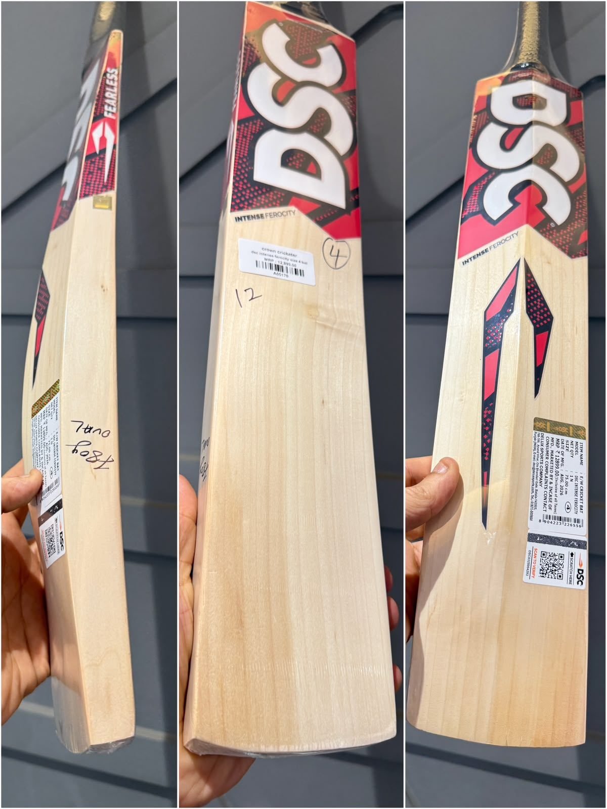 DSC intense ferocity cricket bat size 4