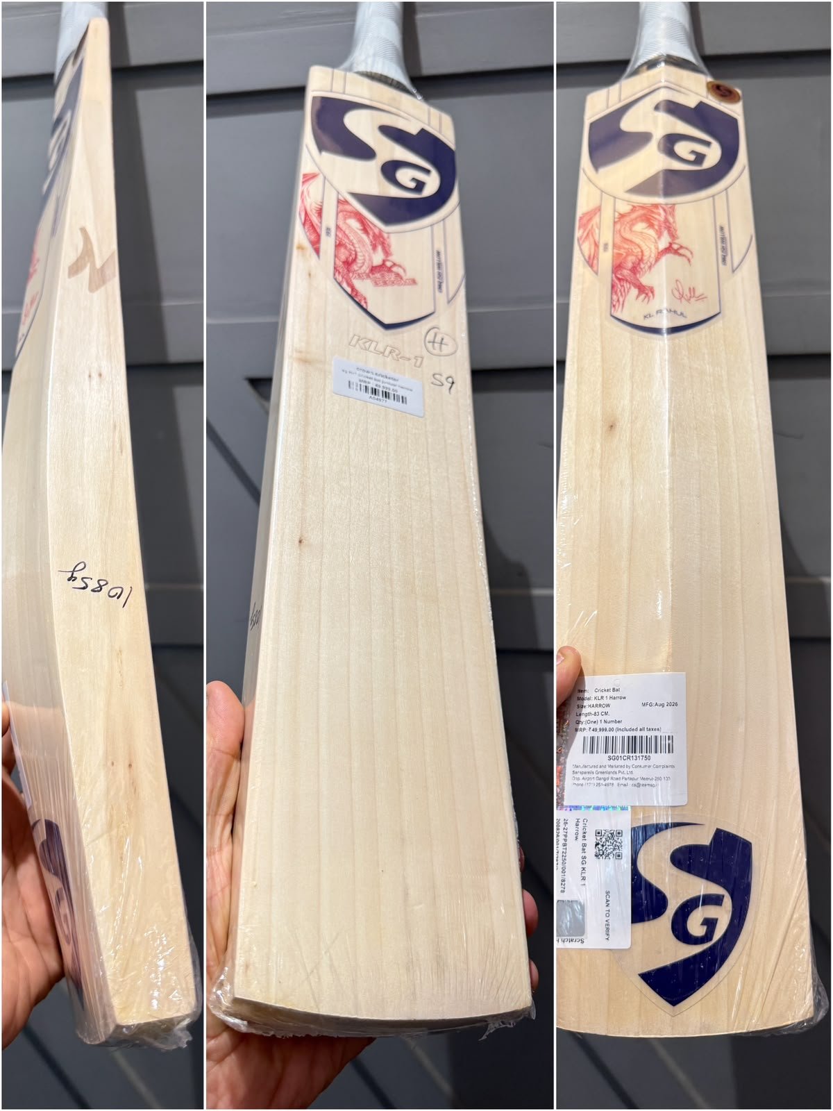 SG KLR 1 Harrow Cricket Bat