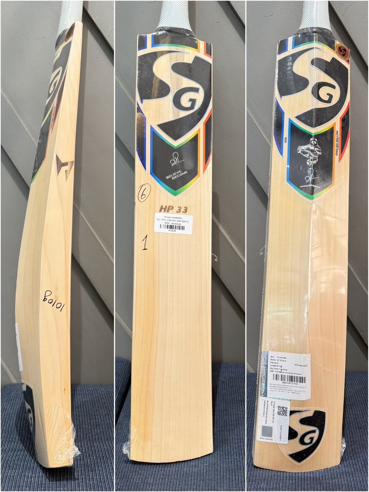 SG HP33 Size 6 Cricket Bat