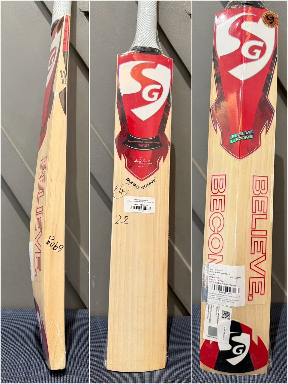 SG Sunny Tonny Junior Size 4 Cricket Bat