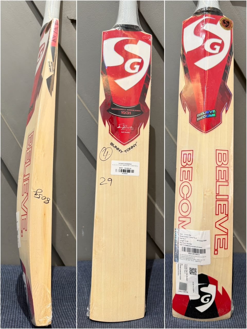 SG Sunny Tonny Junior Size 4 Cricket Bat